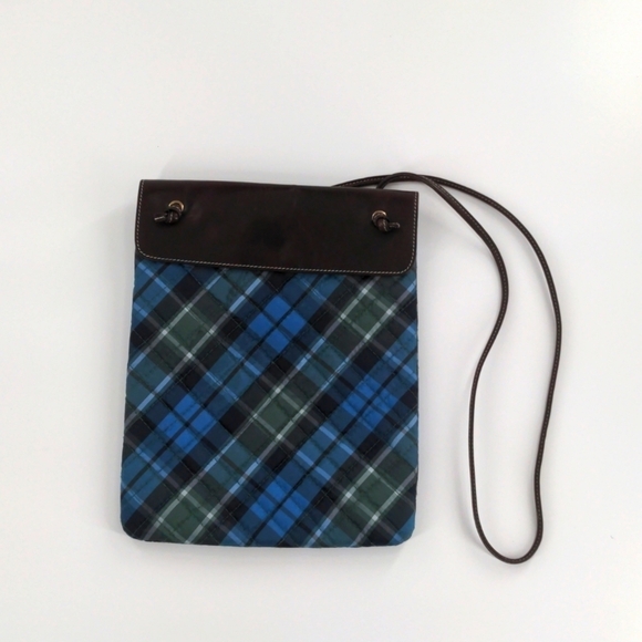 Lands' End Other - Land's End Blue Quilted Leather Trim Messenger Laptop Crossbody Bag